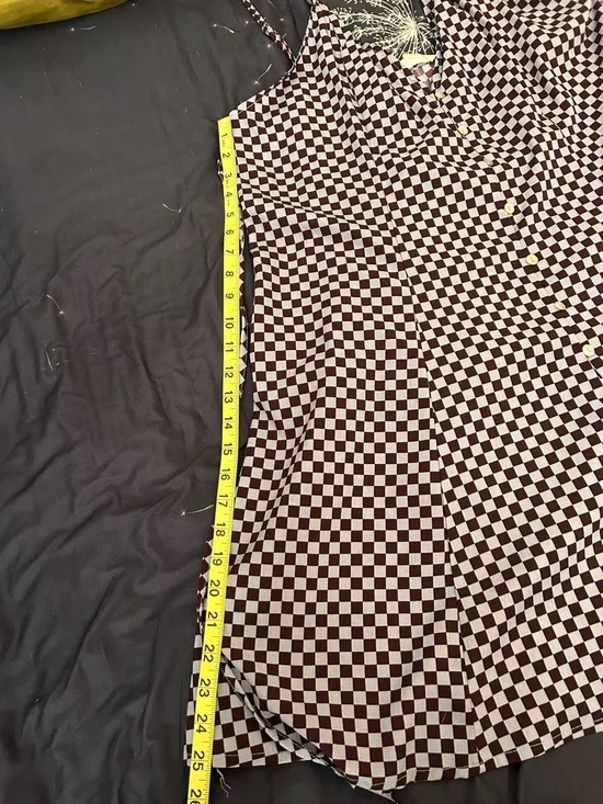 Jade By Jane Checkerboard Button-Front Slip Dress in Light Blue and Brown - Picture 5 of 6